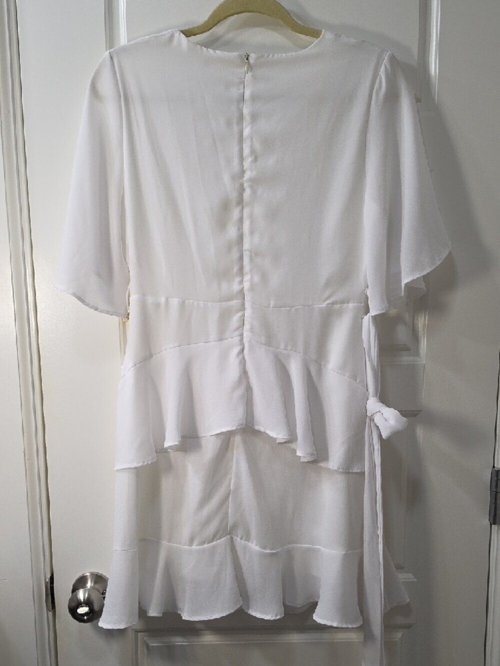 Altar'd State White Ruffle Faux Wrap Mini Dress - Medium - Picture 8 of 10